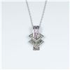 Image 3 : Art Deco Style Pink Sapphire and Diamond  Pendant studded with 12 round cut Sapphires  and 20 Diamon