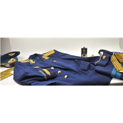 Soviet Cold War Era Air Force Officer’s dress uniform with cap, pants, suspenders, ribbons and fan