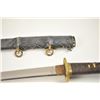 Image 3 : Japanese naval style mounted Samurai sword  with signed blade, army tsuba and leather  covering on t