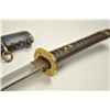 Image 8 : Japanese naval style mounted Samurai sword  with signed blade, army tsuba and leather  covering on t