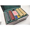 Image 3 : Vintage Gambler’s wooden box with clay poker  chips, cards, dice and an 1870’s Otis Smith  antique r