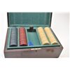 Image 6 : Vintage Gambler’s wooden box with clay poker  chips, cards, dice and an 1870’s Otis Smith  antique r
