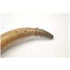 Image 6 : A large American tack decorated powder horn.  19th century. Measures 13 ½” overall. Finely  turned w