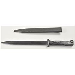 Mauser K98 bayonet in scabbard. The blade is stamped “S 178G” S/N 9055. The scabbard is stamped “4