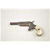 Image 1 : Early Allen Single Shot Derringer with iron  frame, 1865 patent date, and pearl grips.  Dark gray/br