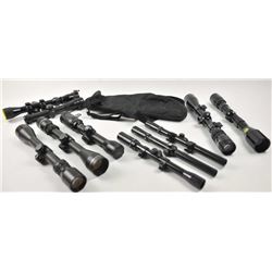 Lot of twelve rifle and pistol scopes. The lot includes 4 Tasco 3 x 9 variable power, a Swift fix