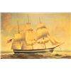 Image 2 : Original oil on canvas of a fully rigged  three-masted sailing ship by James Poole.   The work is 36