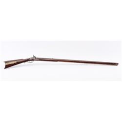 Full stock Kentucky rifle signed in fancy script on the barrel but not legible. Artificially strip