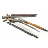 Image 1 : Lot of 4 Englis bayonets with scabbards as  described: 1. 12-42 Broadhead Stamped bayonet. No tip.  