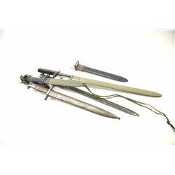 Lot of 4 U.S. Bayonets with scabbards as described: 1. ’03 rifle bayonet. U.F.H. 1942 with scabbar