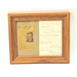 Handwritten letter to “B” western movie star Tim Holt, son of an earlier star, Jack Holt, on his f