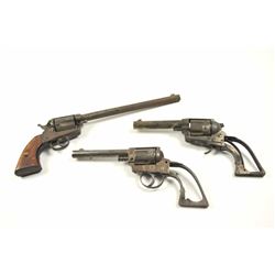 Lot of three rusty relic Mexican single  action revolvers.  The lot includes three  antique pistols 