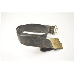 A 19th century Polish (?) military belt and buckle. The brass buckle with crowned single headed ea