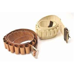 Creger Leather of Tustin, leather and fabric cartridge belt for 12 gauge shotgun shells in an Old