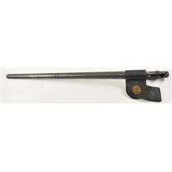 U.S. 1873 Springfield Trapdoor bayonet complete with scabbard and frog. The blade retains nearly a