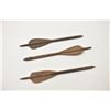 Image 1 : Three iron crossbow bolts with wood flights.  Showing great age and possibly 18th century  or earlie
