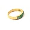 Image 2 : One elegant mans  ring inset with a custom  cut jade in 14k yellow gold  Est:$500-1000