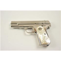 Colt Model 1903 Hammerless semi-automatic pistol, .32 caliber, Serial #481935. The pistol is in f