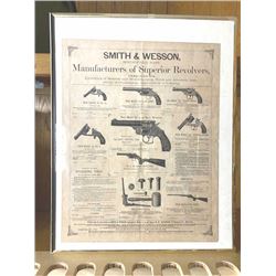 Vintage Smith & Wesson poster advertising the New Model revolvers circa 1880. The poster measures