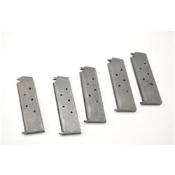 Lot of five WWII era Colt 1911 pistol magazines. The pistols are in fair to good condition with l