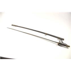1872 U.S. Cavalry Officer’s sword with scabbard. Unmarked as to maker. Good overall with deep pati