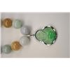 Image 3 : One unique multi-color jade bead necklace  including lavender, green and orange colors.  Est:$250-50