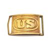 Image 2 : Indian Wars era U.S. Army Pattern 1874 brass  belt buckle in a Riker’s case.  The U.S.  marked buckl