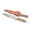Image 1 : F.A. Bower Solingen, Germany marked Bowie  knife with stag grip, 8” blade, 12 ½” overall  length.  T