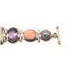 Image 2 : One beautiful hand made multi colored stone  bracelet in silver set with  amethysts, agate  and moth