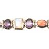 Image 3 : One beautiful hand made multi colored stone  bracelet in silver set with  amethysts, agate  and moth