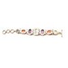 Image 6 : One beautiful hand made multi colored stone  bracelet in silver set with  amethysts, agate  and moth