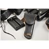 Image 2 : Leather lot of 2 basket weave gun belts, 6  leather flap duty holsters and 2 leather  magazine pouch