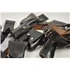 Image 3 : Leather lot of 2 basket weave gun belts, 6  leather flap duty holsters and 2 leather  magazine pouch