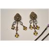 Image 1 : A set of Victorian chandelier earrings in  great shape with a a woven magnifying glass  necklace  wi