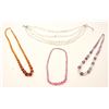 Image 1 : A collection of crystal, garnet, rose quartz,  and amethyst  faceted bead necklace    Est:$50-100