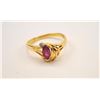 Image 2 : One marquee ruby and diamond ring in 18 k  yellow gold Est:$300-600