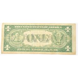U.S. $1 Note Series 1935A-Hawaii. The bill is in circulated, non-graded condition marked twice on