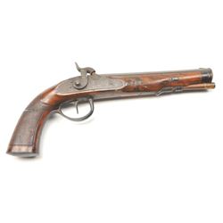 German full-stock percussion pistol, approximately .50 caliber with an 8” octagon barrel with a do