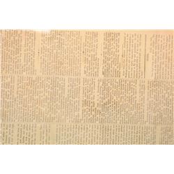 Daily Citizen newspaper, J.M. Swords Prop. Vicksburg, Mississippi dated July 2, 1863 with articles