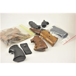 Large grip lot including six pair of partially finished wooden grips for a Single Six revolver, S&