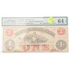 Image 1 : P.M.G. graded in holder July 21 1862 Virginia  Treasury note (Confederate). Notes  exceptional paper