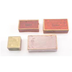 Cartridge collector’s lot of 4 boxes. 1. Colt .380 Auto pistol marked red label box by Winchester.