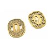 Image 2 : Two Japanese samurai Tsuba and a handle for a  WWII Samurai sword. Handle has some fraying.  Tsuba i