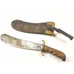 U.S. Hospital Corps Bolo knife with scabbard dated 1910 and S.A. marked. The scabbard is also dat