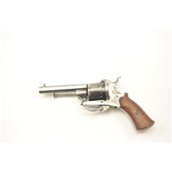 Belgian pinfire revolver with folding trigger, .28 caliber, Serial #1769. The pistol is in good o