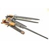 Image 1 : Good lot of foreign military bayonets. 7  total with scabbards as described: 1. Argentine Mauser bay