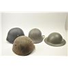 Image 1 : Lot of 4 foreign helmets all with liners.  Varied condition from fair to very good.  Est.: $100-$200