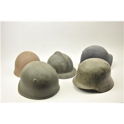 5 European helmets all with liners. Fair to very good conditions. Est.: $150-$300