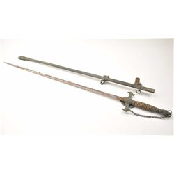 Lodge or fraternal sword with knightly motifs, castle on guard with initial “A.O.K.M.C.”. fair to