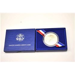 One commemorative statue of liberty one ounce silver dollar proof set in box with certificate Est